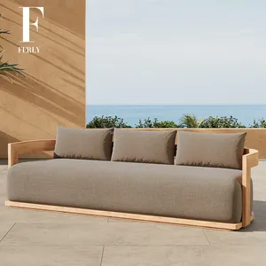 أريكة فيرفلي جديدة راقية الشكل للراحة في الهواء الطلق أثاث للحديقة من خشب الساج أطقم أرائك 3 قطع للفناء