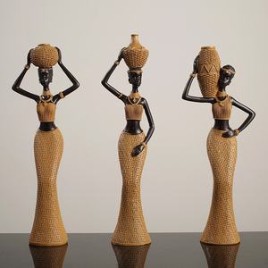 Fatto a mano Vintage ragazza africana ornamento in resina stile <span class=keywords><strong>etnico</strong></span> creativo decorazione per la casa per il soggiorno studio novità statuetta decorazione - Product Image 5