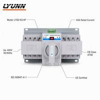 Commutateur de transfert automatique (ATS) triphasé LYUNN 63A, commutateur de commutation de générateur, communication RS485, pouvoir de coupure 3kA, IP20, 0,5S
