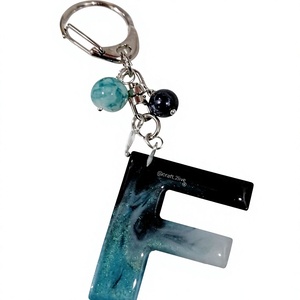 Handmade Resin Alphabet Letter Keychain, Personalized <b>Initial</b> Key <b>Ring</b> <b>with</b> Colorful Design, Custom Bag Charm and Stylish - Product Image 2