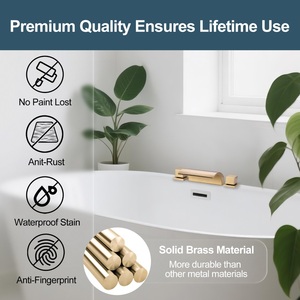 3 fori vasca cascata rubinetto, oro spazzolato vasca romana rubinetto diffuso ponte, in ottone massiccio 2 maniglia bagno rubinetto vasca da bagno - Product Image 4