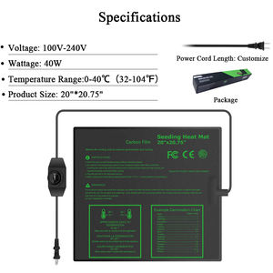 Invernadero 20 x 20, 12V, para Plantas Hidropónicas, Calefacción Eléctrica, Tapete Térmico para Semillas y Reptiles con Termostato - Product Image 5