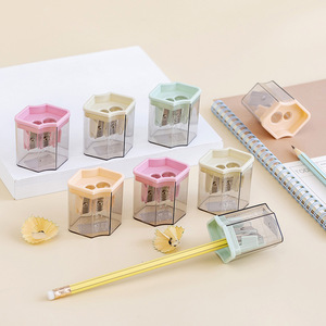 Sacapuntas para estudiantes de escuela primaria torneado geométrico <span class=keywords><strong>dren</strong></span> varilla gruesa y delgada sacapuntas papelería de aprendizaje - Product Image 2
