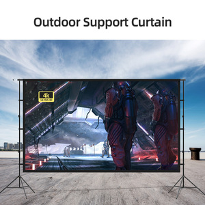 YJMOYE 120 Inch Portable Projection <b>Screen</b> 4K Full HD 16:9 Ratio Indoor Outdoor Use with Dual <b>Stand</b> - Product Image 2
