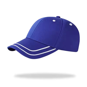 Gorra Deportiva de Poliéster Azul de 6 Paneles Personalizada al por Mayor con Borde Curvo, Gorras con Orificios Cortados con Láser, Gorra de Béisbol - Product Image 4