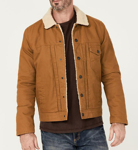 Veste d'hiver chaude pour homme, col rabattu, boutonnée, doublée en sherpa, tendance et en promotion - Product Image 1