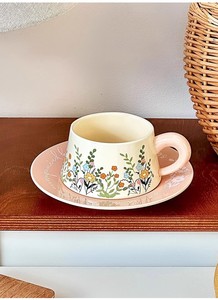 Ensemble tasse et soucoupe en céramique motif fleur jaune, <span class=keywords><strong>Mug</strong></span> de couple <span class=keywords><strong>original</strong></span>, Souvenir mignon pour filles avec détails floraux délicats - Product Image 6