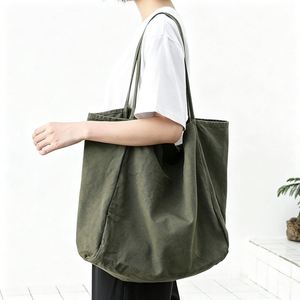 Wholesale Soft Vintage Shoulder Travel <b>Large</b> Capacity Custom Printed Logo Casual Beige Blank Cotton <b>Canvas</b> Tote Shopping <b>Bag</b> - Product Image 2