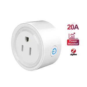 Zigbee tuya Smart Wireless US 20A 16A Power Plug Socket with Power Monitoring Support Alexa Google