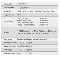 Testeur de pression rechargeable VGW-Mini HVAC 0-19000 Micron, manomètre numérique sans fil pour système de réfrigération et de pompe à chaleur