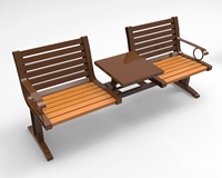 Parc moderne en bois long banc public chaise banc de jardin extérieur métal acier inoxydable mobilier d'extérieur banc de patio