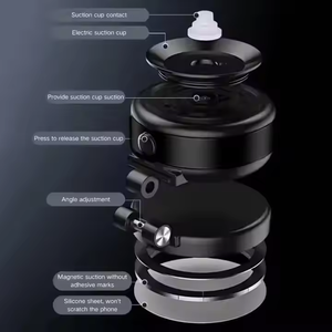 Supporto per telefono magnetico doppio in lega di alluminio argento a mani libere con aspirazione a vuoto per tutti i telefoni compatibile con attacco per auto - Product Image 5