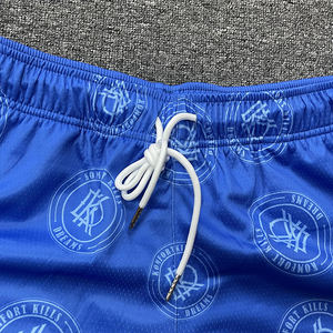 Pantalones cortos de gimnasio de entrenamiento de malla de sublimación personalizada para hombres, cintura media, decoración Vintage, tela de lona, método de tejido no tejido - Product Image 5