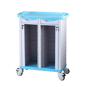Carrito de historias clínicas de plástico ABS engrosado, carrito móvil de acero inoxidable para historias médicas, carrito de hospital de doble fila - Product Image 1