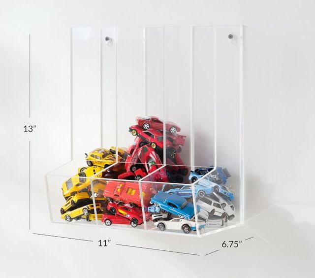 Custom Triple Divided Acrylic Wall Toy Dispenser Clear Wall Mount Acrylic Toy Car Display Case