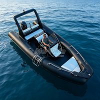 Bateau de Rame Sportif Noir 20 pieds RIB580 Certifié CE Coque en Fibre de Verre Hypalon/PVC Bateau Semi-Rigide Gonflable