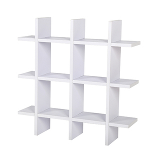 Wood Modern White and <strong>Grey</strong> Multifunction Easy Assembly Storage Rack for Living Room Wall Mounted Display Ledge <strong>Floating</strong> <strong>Shelves</strong> - Product Image 4