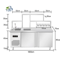 Vente en gros de produits de qualité au prix raisonnable Milk Tea Shop Sweet Shop Établi Équipement pour réfrigérateur Table en acier inoxydable Water Bar Console