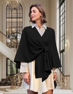 Châle carré en mélange de laine mérinos pour <span class=keywords><strong>femme</strong></span>, <span class=keywords><strong>poncho</strong></span> doux à devant ouvert - Product Image 2