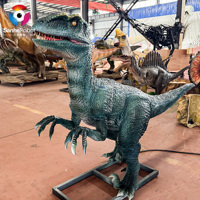 Paire de dinosaures Velociraptor animatroniques réalistes de 3 m, taille réelle, pour exposition en parc à thème ou musée