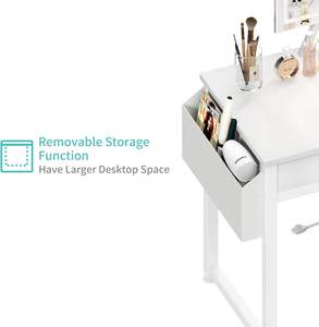 Tocador de maquillaje <span class=keywords><strong>blanco</strong></span> con silla <span class=keywords><strong>sin</strong></span> Espejo, tocador pequeño con <span class=keywords><strong>cajones</strong></span> de tela, toma de corriente y taburete <span class=keywords><strong>sin</strong></span> Espejo, - Product Image 2