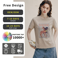 T-shirt à imprimé cheval pour femme, style minimaliste et tendance, coupe ajustée d'été, polyvalent, col rond, haut à manches courtes