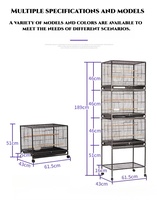 Cage à oiseaux en métal grande taille en gros, cage à oiseaux mobile sur roulettes, cage à perroquet spacieuse en fil de fer avec plateau amovible et mangeoire