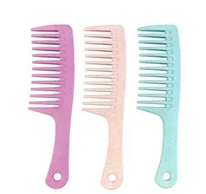 Wheat Straw biodegradable Comb For Curly Hair Detangling Comb Smooth hair home portable comb can be printed logo