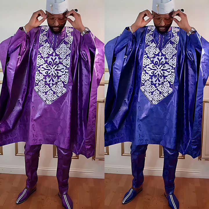Men’s Bazin Riche African Top – Elegant Long Sleeve Embroidered Design main image 0