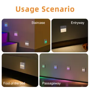 Indoor Smart Wireless 5 Color Motion Sensor Led Night Light With Usb Charging For Home Bedroom Living Room Stairs