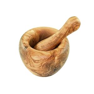 Mortero y pilón de madera de olivo de 12 cm para moler hierbas y especias - Product Image 1