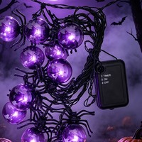Guirlandes lumineuses d'Halloween à LED transfrontalières, design araignée et chauve-souris, longueur 5,2 m, indice de protection IP44, lumières décoratives d'extérieur pour cour