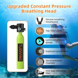 TUDIVING TUDIVING Mini-bouteille de plongée 500cc Pompe manuelle haute pression Cordon anti-perte Sac de transport et de rangement Kit de respiration sous-marine HPA - Product Image 5