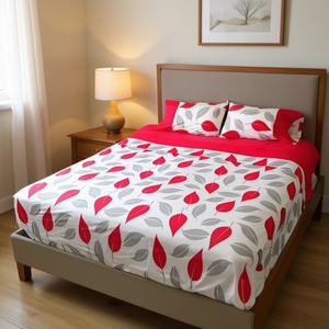 Ensemble de draps en percale 100% coton Jaqueline, 200 fils, imprimé feuilles, taille double, literie pour la maison - Product Image 2