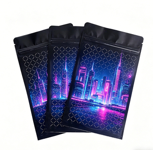 Minlee Security Frosted Mylar <b>Black</b> Stand up Flat Bottom Ziplock <b>Small</b> Air Tight Custom Logo Silk Screen Printed Snack <b>Bags</b> - Product Image 2