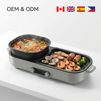 Grill électrique vertical sans fumée 2-en-1 grande capacité 5L avec revêtement antiadhésif et fonction Hot Pot