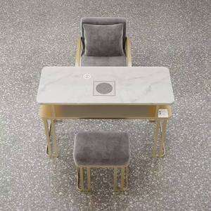 Juego de Mesa y Silla de Manicura Profesional Gris K, un Juego Completo de Muebles de Salón con Almacenamiento, Puerto USB y Aspiradora - Product Image 1