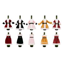 Weihnachtliche Flaschenhüllen Rot Rosa Samt mit Fellbesatz Personalisierte Baum-Familien-Dinner-Bar Feiertagsparty Tischdekoration Weingeschenke