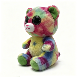Oso de peluche personalizado con efecto tie-dye, oso de peluche arcoíris, oso de peluche sentado de colores. - Product Image 2