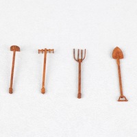Modèle miniature de jardinage décoratif en métal rouillé pour maison de poupée, 4 pièces, échelle 1:12