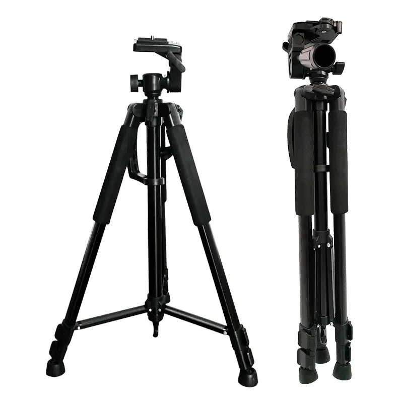 55 inches Adjustable and Lightweight Aluminum Tripod with 360 Degree Rotation for Video Recording, Live Streaming