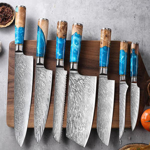 Ensemble <span class=keywords><strong>de</strong></span> couteaux <span class=keywords><strong>de</strong></span> cuisine Michulin Premium en acier Damas 67 couches, écologiques, ambidextres, pour chef, boucher et épluchage, avec manche en bois - Product Image 2