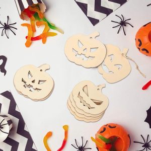 60 décorations artisanales en bois ajourées en forme de citrouille non finies avec cordon pour les fêtes d'automne - Product Image 3