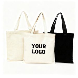 Wholesale Blank White Beige Black Zipper Travel Shopping Custom Printable Two Handle Tote Bag Canvas Cotton Bags - Product Image 1