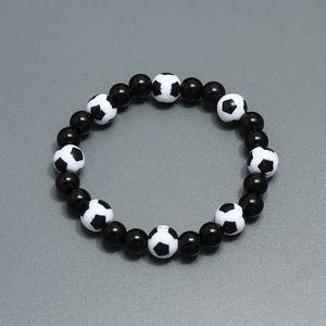 Pulseras de fútbol Pulsera de fútbol con abalorio ajustable Pulseras de cordón tejido deportivo para jugador de fútbol - Product Image 2