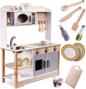 NOVISON Juego de Cocina de Madera para Niños, Juguete de Cocina para Niños Pequeños y Niños Mayores de 3 Años, Juguetes de Cocina Unisex Coloridos - Product Image 2