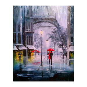 Haute qualité personnalisé peint à la main nature morte sous la pluie moderne décoratif diamant peinture 40x50cm résine cadre en bois Paintboy - Product Image 1