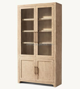Meuble de salon Byron à double porte en bois de chêne bon prix avec buffet en verre et huche pour la salle à manger - Product Image 2