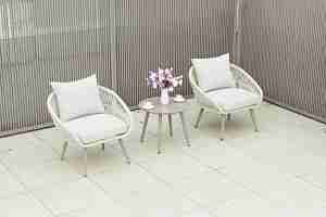 Modern Outdoor Aluminum Rope Coffee Set <b>Garden</b> Furniture with Stacked <b>Table</b> and Chair for Leisure & Entertaining - Product Image 3