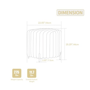 <span class=keywords><strong>Pouf</strong></span> rond moderne rembourré avec pieds en métal noir et repose-pieds en fausse fourrure pour salon, chambre et entrée - Product Image 6